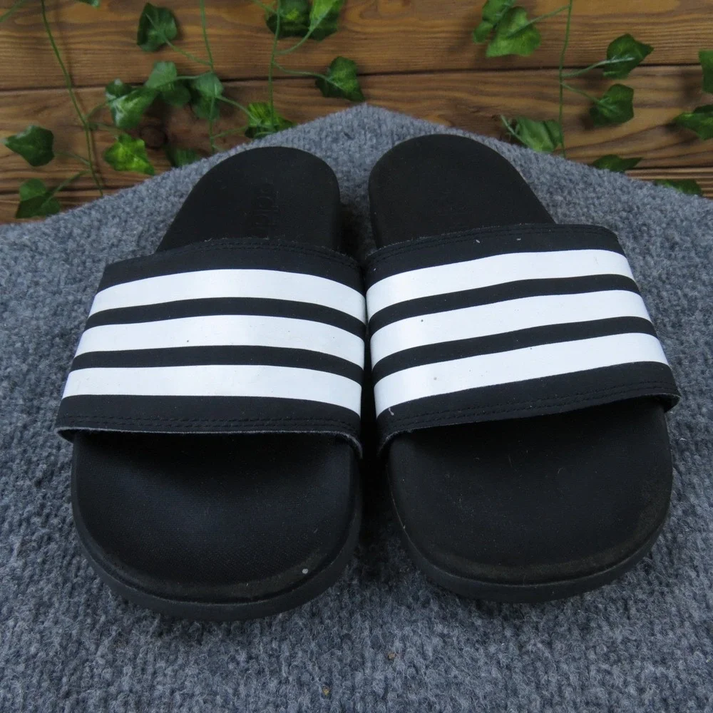 Adidas Adilette Slides Men's 6 Black‎ White Sport Comfort Slip-On Sandals